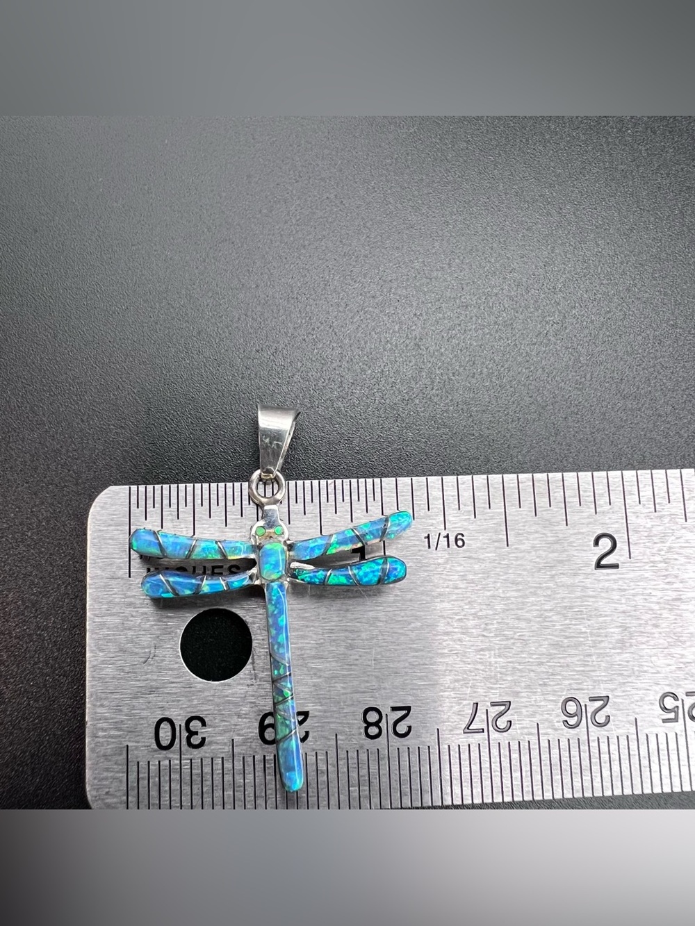 Opal Inlay Dragonfly Pendant - Picture 4 of 4